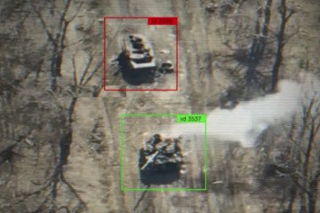 Destroyed armored vehicles seen through a drone camera. (Photo: Ministry of Defense of Ukraine)