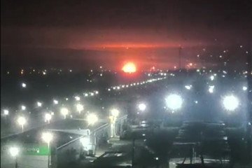 Fire Burning at the Afipsky Oil Refinery in Krasnodar Region After a Drone Strike, November 29, 2025. (Source: Exilenova+)