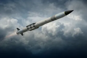 An illustration of a Patriot interceptor missile in flight. An illustration of a Patriot interceptor missile in flight.
