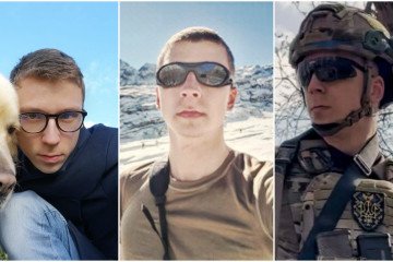 Photos showing Alexis Lenouail before and during his service in Ukraine.