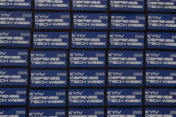 Illustrative image. Kyiv Defense Tech Week merchandise during the last day of the Hackathon, May 3, 2026. (Source: KDTW)