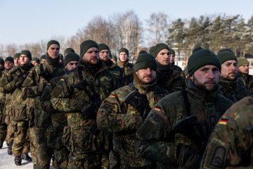 German Bundeswehr troops march on February 4, 2026 in Kaunas, Lithuania. (Source: Getty Images)