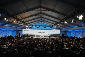 President Volodymyr Zelenskyy and regional leaders speaking at the inaugural Carpathian 8 Summit in Ukraine.