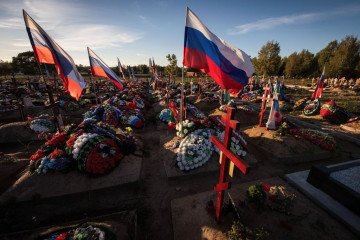 The graves of those killed during the Russian invasion of Ukraine, at the military site of the Southern Cemetery, located on the southern outskirts of St. Petersburg, Russia. (Source: Getty Images) The graves of those killed during the Russian invasion of Ukraine, at the military site of the Southern Cemetery, located on the southern outskirts of St. Petersburg, Russia. (Source: Getty Images)