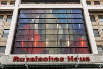 View of the Russian House in Berlin, an event and cultural center, on Friedrichstraße.