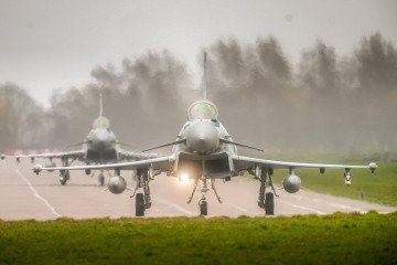 RAF Eurofighter Typhoon taxis for takeoff from RAF Coningsby in the UK, February 19, 2026. (Source: Getty Images)