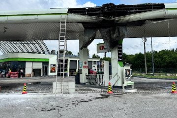 Russia Targets 100 Ukrainian Gas Stations in One Month, Failing to Disrupt Fuel Supplies An OKKO gas station damaged in Pyriatyn, Poltava region. (Source: Suspilne News)