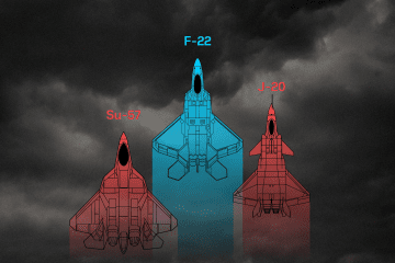Illustrative image. Comparison of the US F-22, Chinese J-20, and Russian Su-57 fighter jets. (Source: UNITED24 Media/Oleksandr Manukians)