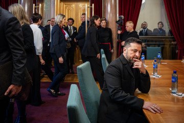 Ukraine’s President Volodymyr Zelenskyy sits at a table before a meeting with the President of Norway’s Parliament at the Storting on October 21, 2026. Ukraine’s President Volodymyr Zelenskyy sits at a table before a meeting with the President of Norway’s Parliament at the Storting on October 21, 2026.