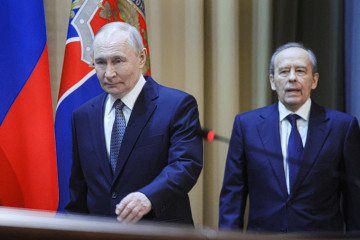 Russian leader Vladimir Putin and FSB Director Alexander Bortnikov attend a meeting of the Federal Security Service Board in Moscow on February 24, 2026. (Source: Getty Images) Russian leader Vladimir Putin and FSB Director Alexander Bortnikov attend a meeting of the Federal Security Service Board in Moscow on February 24, 2026. (Source: Getty Images)