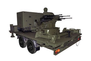 The Zubr short-range air defense system, designed to detect and engage small drones and loitering munitions, shown mounted on a trailer with integrated radar and fire-control modules. (Photo: Rostec)