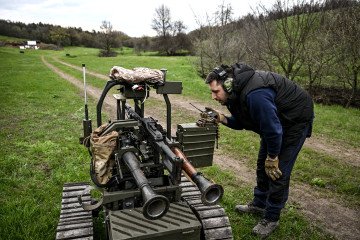 A ground robotic complex during trials at a training ground on April 10, 2026. (Source: Getty Images)