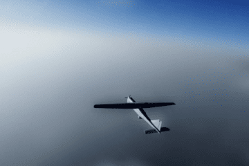 A Russian fixed-wing unmanned aerial vehicle in flight. Date and location unknown. Illustrative image. A Russian fixed-wing unmanned aerial vehicle in flight. Date and location unknown. Illustrative image.