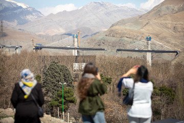 People view the damaged B1 bridge, a day after it was destroyed by an airstrike, on April 3, 2026 west of Tehran in Karaj, Iran. (Source: Getty Images)