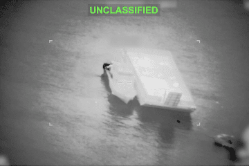 US military footage shows an Iranian minelaying vessel sinking near the Strait of Hormuz after being struck during a US operation targeting naval units attempting to deploy sea mines. (Source: CENTCOM)