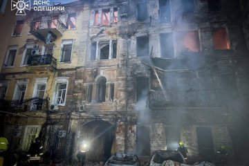 A residential building damaged by a Russian overnight strike in Odesa on August 9, 2026. (Source: State Emergency Service of Ukraine) A residential building damaged by a Russian overnight strike in Odesa on August 9, 2026. (Source: State Emergency Service of Ukraine)