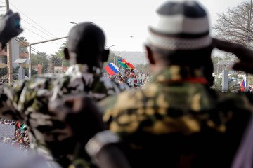 Thousands of Malians gather to celebrate the departure of the French anti-terrorist operation Barkhane, in Bamako, Mali, on February 19, 2022. (Source: Getty Images)
