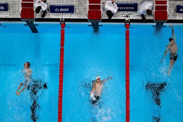 An overview shows Paralympics Athletes competing in the final of the Men’s 50m Backstroke S4 swimming event of the Paris 2024 Paralympic Games in France on September 7, 2024. (Source: Getty Images) An overview shows Paralympics Athletes competing in the final of the Men’s 50m Backstroke S4 swimming event of the Paris 2024 Paralympic Games in France on September 7, 2024. (Source: Getty Images)