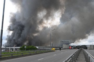 Black smoke billows from the area of Gazprom Neft Moscow oil refinery, located on the southeastern outskirts of Moscow, on June 18, 2026. (Source: Getty Images) Black smoke billows from the area of Gazprom Neft Moscow oil refinery, located on the southeastern outskirts of Moscow, on June 18, 2026. (Source: Getty Images)