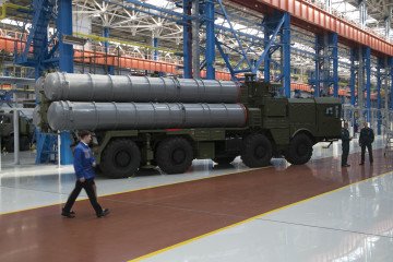 Russian air defense system launcher at the military plant of Russian missile manufacturer Almaz-Antey, on March 29, 2016, in Nizhny Novgorod, Russia. Russian air defense system launcher at the military plant of Russian missile manufacturer Almaz-Antey, on March 29, 2016, in Nizhny Novgorod, Russia.