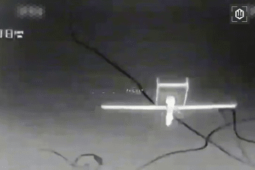 An interceptor drone camera tracks a rare Russian Forpost-R reconnaissance drone in flight before bringing it down over Russia’s Kursk region. (Source: Robert “Magyar” Brovdi)