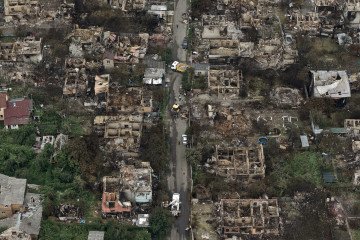 An aerial view of residential destruction in Vyshneve, Kyiv region, following a Russian missile strike that triggered prolonged secondary explosions on July 6, 2026. (Source: Libkos/Getty Images) An aerial view of residential destruction in Vyshneve, Kyiv region, following a Russian missile strike that triggered prolonged secondary explosions on July 6, 2026. (Source: Libkos/Getty Images)