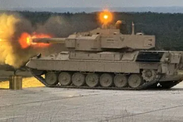 Leopard 1A5 tank equipped with a Cockerill 3105 turret during live-fire testing. (Source: Bear Midkiff)
