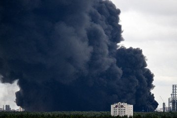 Black smoke rises from the area of the Russian oil producer Gazprom Neft’s Moscow oil refinery on the south-eastern outskirts of Moscow on June 18, 2026. (Source: Getty Images) Black smoke rises from the area of the Russian oil producer Gazprom Neft’s Moscow oil refinery on the south-eastern outskirts of Moscow on June 18, 2026. (Source: Getty Images)