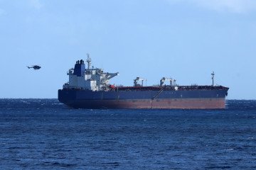 Russian shadow fleet oil tanker DF PEAK escorted by the French Navy towards La Possession bay, off the coast of the French Indian Ocean island of La Reunion. Illustrative photo. (Source: Getty Images)