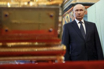 Russian leader Vladimir Putin stands beside the reliquary containing the relics of Prince Dmitry Donskoy at the Moscow Kremlin on August 20, 2026. (Source: Getty Images) Russian leader Vladimir Putin stands beside the reliquary containing the relics of Prince Dmitry Donskoy at the Moscow Kremlin on August 20, 2026. (Source: Getty Images)