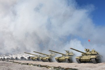 A view of tanks as Turkish Armed Forces perform “Winter-2023 Military Drill” in Kars, Turkiye on January 27, 2023. (Source: Getty Images)