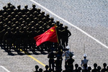 Chinese soldiers march during the Victory Day military parade in Red Square marking the 75th anniversary of the victory in World War II, on June 24, 2020, in Moscow, Russia. (Source: Getty Images)