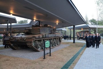 Alleged Leopard 2 tank displayed at a military exhibition site in Pyongyang during the opening of a museum featuring claimed captured Ukrainian equipment, April 2026. (Source: KCNA)