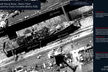 Russian Corvette Boykiy May Be Beyond Repair After Ukrainian Drone Strike, Satellite Images Suggest Satellite image of the Project 20380 corvette Boykiy. (Source: MT Anderson/X)