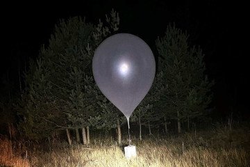 A weather balloon that crossed into Lithuania from Belarus. (Photo: Lithuanian Border Guard)