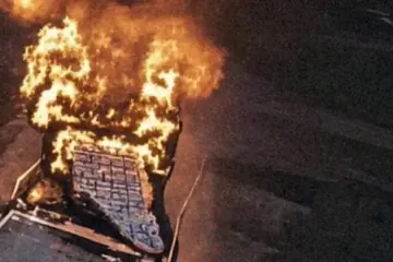A screenshot from a video showing the aftermath of the Ukrainian strike on the occupied Armenian Bridge, which connects the Crimean Peninsula to the Ukrainian mainland, on June 11, 2026. (Source: 1st Separate Assault Battalion/X)