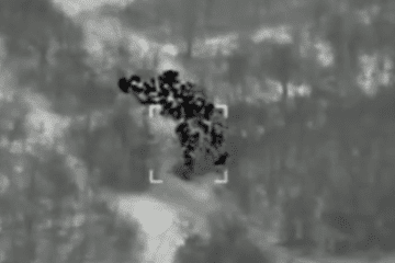 A thermal image showing a targeted Russian Osa missile system being hit during an operation. (Photo: General Staff of the Ukrainian Armed Forces)