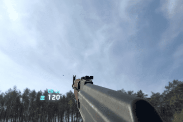 A stillframe from SKIFTECH’s “Minus Drone” VR simulator, designed to train Ukrainian soldiers to shoot down FPV drones. (Source: SKIFTECH)