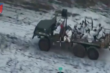 A modified Russian Ural truck near Dobropillia before being destroyed on January 24, 2026. (Photo: 122nd Territorial Defense Brigade)