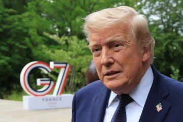US President Donald Trump arrives to attend a musical interlude before a gala dinner as part of the G7 summit, in Evian, eastern France, on June 16, 2026. (Source: Getty Images)