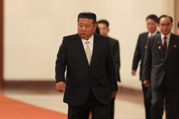 Kim Jong Un arrives at the venue for talks with Xi Jinping at the Great Hall of the People on September 4, 2025 in Beijing, China. (Source: Getty Images)