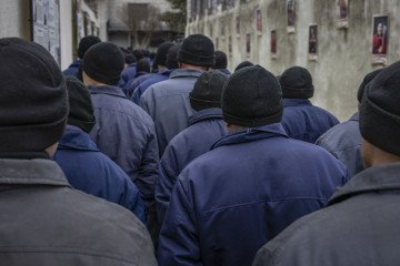 Russian prisoners of war are seen at a prisoner-of-war camp in western Ukraine on November 27, 2025. (Source: Getty Images)