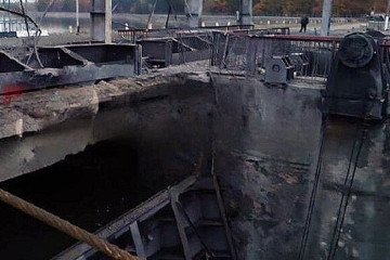 Damaged section of the Belgorod Reservoir dam after reported Ukrainian strikes, showing collapsed concrete and destroyed machinery. (Source: Russian media)