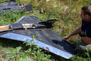 A Ukrainian specialist examines the wreckage of Russian Gerbera drones recovered after attacks on Ukraine. Illustrative photo A Ukrainian specialist examines the wreckage of Russian Gerbera drones recovered after attacks on Ukraine. Illustrative photo