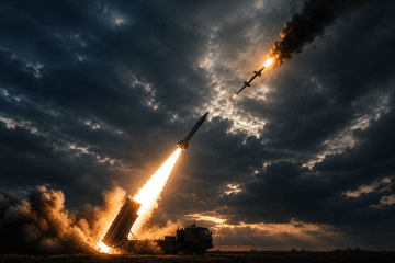 Illustrative image of the FP-7.x interceptor missile launching during a test of Ukraine’s proposed anti-ballistic defense system. (Source: UNITED24 Media)