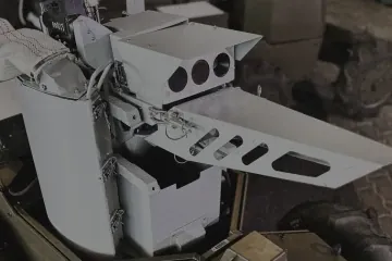 Ukrainian anti-drone robot Predator, armed with a 7.62 mm machine gun. (Source: UGV Robotics)
