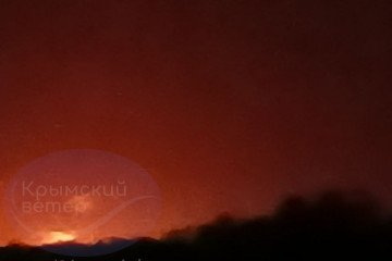Fire seen near Hvardiiske in Crimea’s Simferopol district, August 7, 2026.