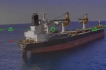 Russian vessel moments before a Ukrainian drone strike, July 2026.
