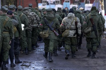 Russian citizens drafted during the mobilization are seen being dispatched to combat coordination areas after a military call-up for the Russia-Ukraine war in Moscow, Russia on October 10, 2022. (Source: Getty Images) Russian citizens drafted during the mobilization are seen being dispatched to combat coordination areas after a military call-up for the Russia-Ukraine war in Moscow, Russia on October 10, 2022. (Source: Getty Images)