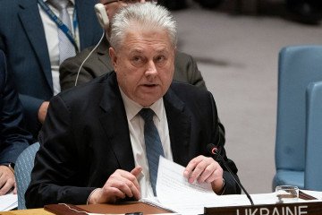 Ukraine’s Ambassador to the United Nation Volodymyr Yelchenko addresses the UNSC during a United Nations Security Council meeting on Ukraine November 26, 2018 at the United Nations in New York. (Source: Getty Images)